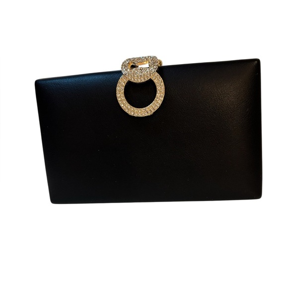 Black Clutch with Gold Sparkle Accent Closure NWOT - Picture 1 of 5